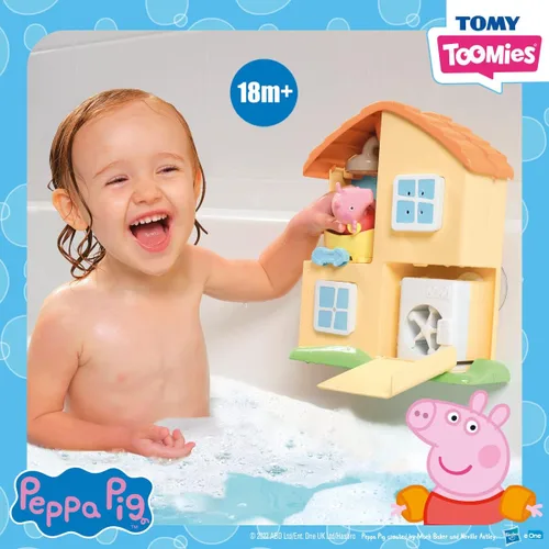 Miniatura 2 de TOMY Toomies Peppa Pig House Set de Juguetes de Baño – Centro de Actividades para Bañera de Niños Pequeños con Ventosa – Juguetes de Baño para Bebés