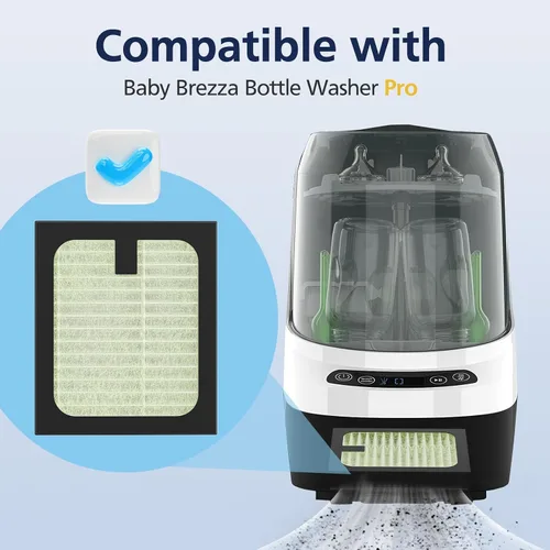 Miniatura 2 de Paquete de 4 filtros HEPA de repuesto para lavadora de biberones Baby Brezza Baby Bottle Washer Pro, filtración de alto rendimiento para limpiador
