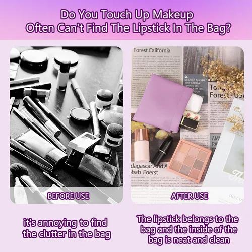 Miniatura 4 de BUSOHA Pequeña bolsa de maquillaje para bolso, mini bolsas de cosméticos portátiles para mujeres, monedero, lápiz labial, organizador de accesorios