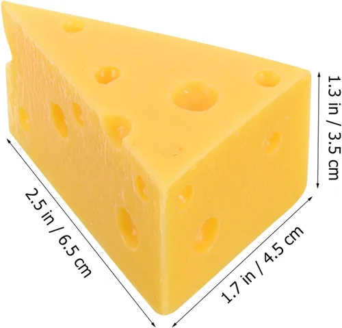 Miniatura 6 de SOLUSTRE Modelo de queso falso, pastel de queso triangular, 2.55 pulgadas, decoración de queso de simulación duradera para panadería, cocina