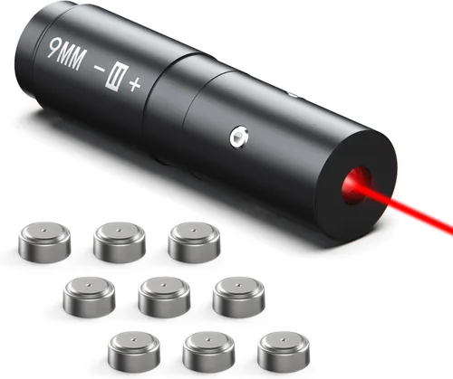 Feyachi Bore Sight 0.354 in Red Dot Laser Zeroing Bore Sighter Pistol Laser Boresighter con 3 Juegos de Baterías Gris