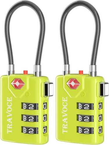 Miniatura 21 de Search Alert - Cerraduras de cable de equipaje de combinación de viaje aprobadas por la TSA para maleta, casillero de gimnasio, caja