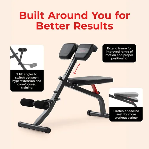 Miniatura 4 de Sunny Health & Fitness Multi-Function Roman Chair with Dip Station & Sit-Up Bench, Adjustable Heavy-Duty Strength Training Equipment for Glutes