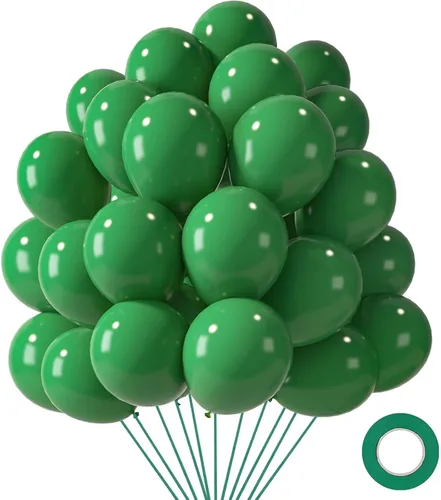 Miniatura 10 de LovesTown 110 globos de látex de 12 pulgadas con cinta para decoración de cumpleaños, baby shower, boda, fiesta, color azul (paquete de 2)