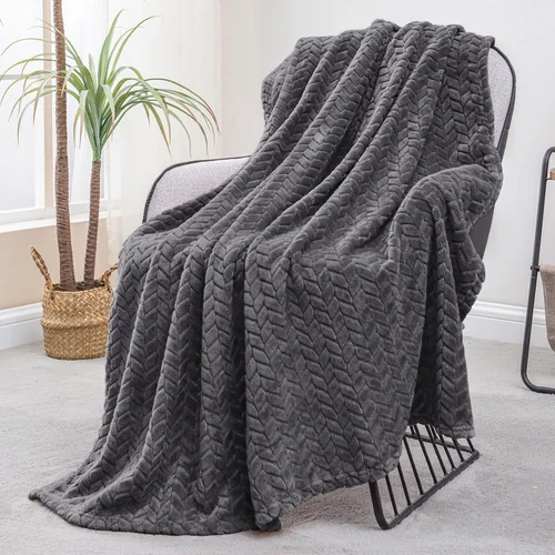 Miniatura 31 de Exclusivo Mezcla - Manta de forro polar tamaño individual para cama, 90x66 pulgadas, mantas suaves y acogedoras de franela jacquard, ligeras y Verde