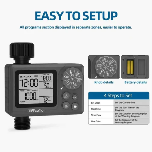 Miniatura 2 de Nuevo temporizador de aspersor programable de control de volumen de agua, temporizador de manguera con control de duración del agua y medidor