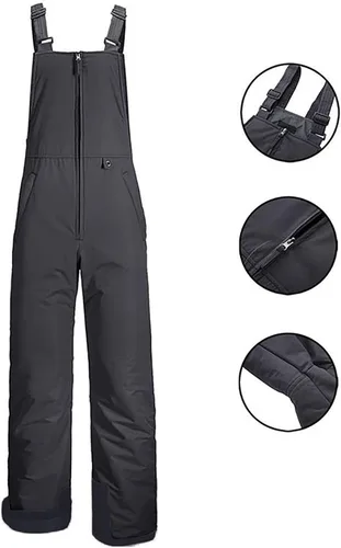 Miniatura 9 de Overol con peto de esquí de nieve para mujer, impermeable, resistente al viento, aislado, informal, holgado, pantalones de snowboard