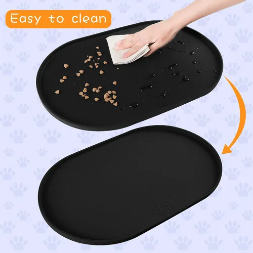 Miniatura 4 de Estera de Comida para Perros 100% Impermeable de 1.27 cm de Borde Elevado, Libre de BPA, de Silicona, para Perros y Gatos, Protege los Pisos, Arena