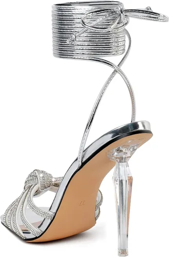 Miniatura 4 de YODEKS Women's High Heel Sandals Strappy Stiletto High Heel Open Square Toe Shoes