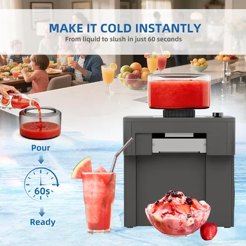 Miniatura 2 de Máquina de hielo afeitado, máquina de granizado rápido de los años 60 y cono de nieve para el hogar, sin precongelación, 15 texturas, compatible