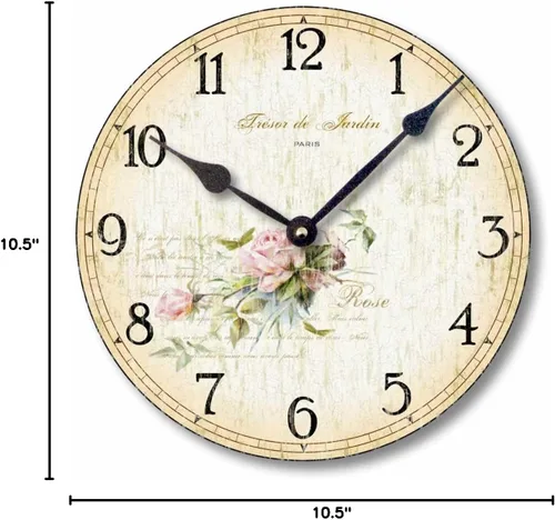 Miniatura 3 de Artículo C2001 Vintage Shabby Chic Estilo Rosas Reloj (10.5 Pulgadas De Diámetro)