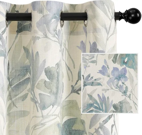 Miniatura 9 de MYSKY HOME - Cortinas plisadas con estampado floral para sala de estar/comedor, cortinas plisadas para proteger la privacidad, 84 pulgadas de largo