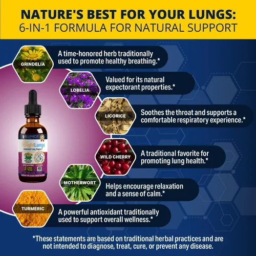 Miniatura 3 de Bright Lungs Suplemento de desintoxicación pulmonar y apoyo respiratorio Grindelia, lobelia, regaliz para limpieza pulmonar, moco y salud