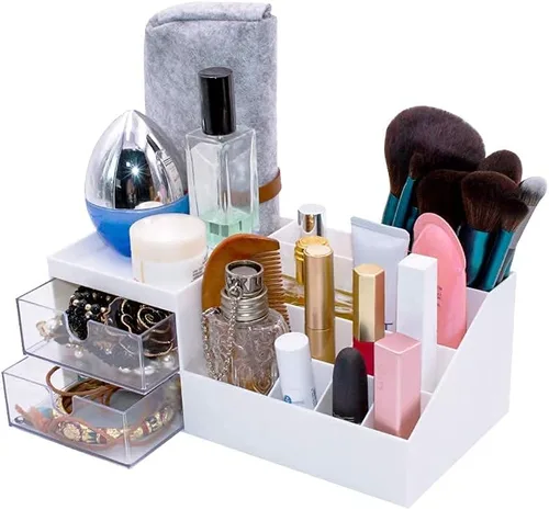 Miniatura 4 de Granvela Organizador de escritorio multifuncional Caja de almacenamiento de mesita de noche con cajones para el hogar, la oficina y la escuela