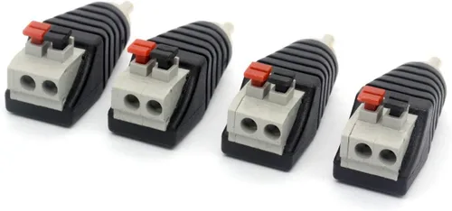 Miniatura 2 de Altavoz Phono RCA Macho Plug a AV 2 Terminal de tornillo Hembra Audio Video Balun Spring Press Adaptador Conector de alimentación CC para CCTV