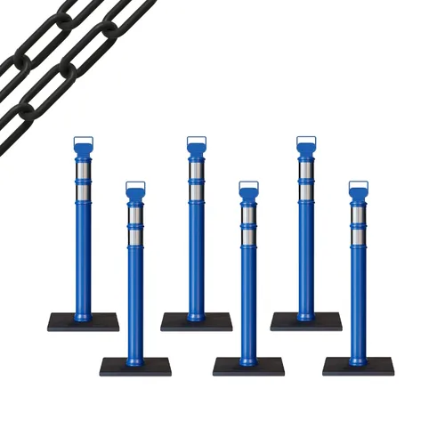 Miniatura 58 de Trafford Industrial - Paquete de 6 postes de delineador de 45 pulgadas, collares reflectantes de 3 pulgadas, base de goma de 10 libras