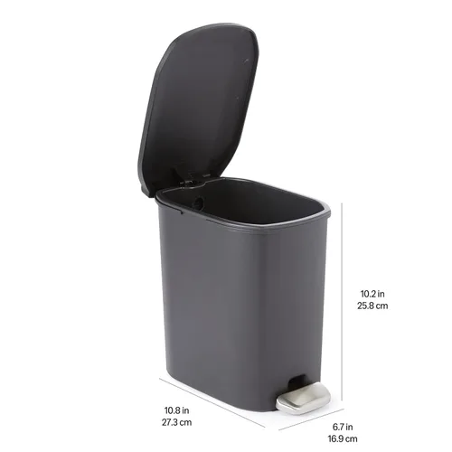 Miniatura 6 de Amazon Basics Basurero de plástico compacto para baño con tapa de cierre suave, pedal manos libres, cubo interior extraíble, 6 litros/1.6 galones
