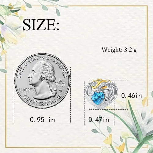 Miniatura 6 de QeenseKc Ene-Dic - Dijes de alas angulares con forma de corazón infinito y corazón calado para pulsera Pandora, Cristal Diamante de imitación