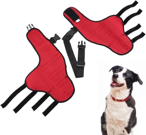 Miniatura 5 de Rodillera ajustable para perro con doble pierna trasera con bisagras de metal soporte flexible y cinturones de seguridad reflectantes, soporte