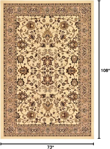 Miniatura 2 de Unique Loom colección Sialk Hill - Alfombra de área Washington (6' 1" x 9' Rectángulo, color marfil/negro)