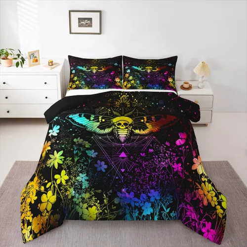 Miniatura 29 de Erosebridal Edredón de árbol de la vida, ropa de cama bohemia con diseño de mariposa y mariposa, edredón de fase lunar hippie, edredón acolchado