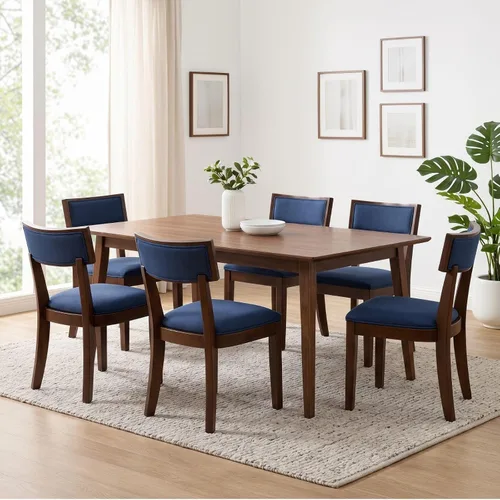 Miniatura 15 de Juego de 2 sillas de comedor modernas de mediados de siglo tapizadas de piel sintética con respaldo curvo, sillas de cocina de granja de madera Verde