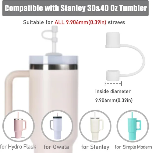 Miniatura 4 de 6 piezas de cubiertas de pajita de silicona con tapa compatible con vaso Stanley de 30-40 oz con mango, tapa de 10 mm, cubiertas de pajita a prueba
