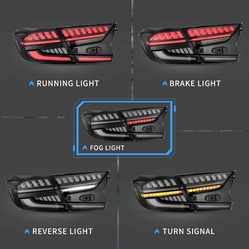 Miniatura 2 de VLAND Luces traseras LED compatibles con Honda Accord de 10ª generación 2018-2023 Lámparas traseras con animación dinámica luz de respiración