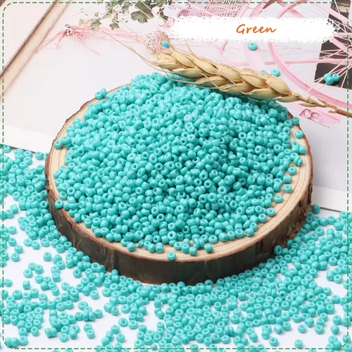 Miniatura 3 de 5000 cuentas de semillas de vidrio verde a granel, pequeñas cuentas espaciadoras de cintura para pulseras, collares, joyería, proyectos