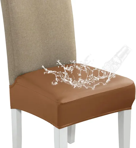 Miniatura 12 de CALBODE Juego de 4 fundas de asiento impermeables para sillas de comedor con funda elástica de tela jacquard, fundas extraíbles y lavables