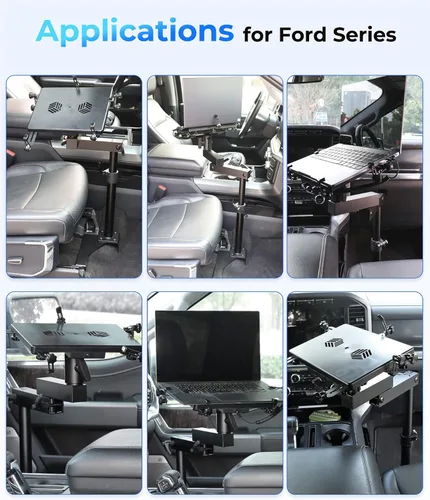 Miniatura 6 de Soporte para laptop de camión apto para Ford F150, F350, F250, F550, sin perforaciones, soporte para computadora portátil de hasta 17 pulgadas