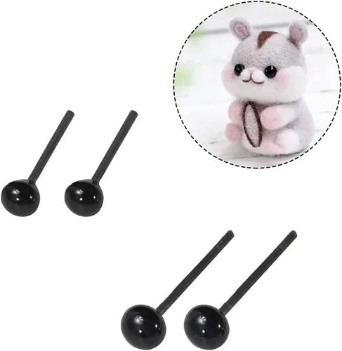 Miniatura 2 de 200 piezas de pequeños ojos de cristal mini ojos negros artesanales muñeca ojos títeres juguete ojos para lana fieltro manualidades 0.157 in