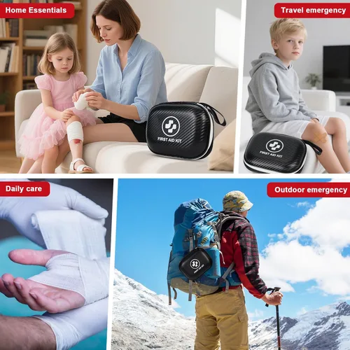 Miniatura 5 de Kit de primeros auxilios pequeño – Kit de emergencia impermeable de 185 piezas para el hogar, coche, viajes, camping, senderismo y al aire libre