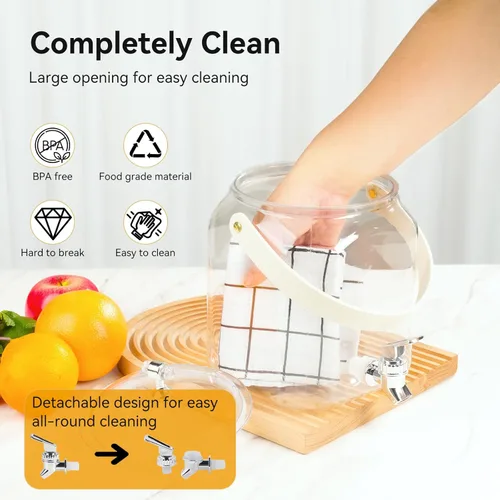 Miniatura 4 de Dispensador de bebidas de 1 galón, dispensador de jugos a prueba de fugas, dispensador de limonada de plástico sellado con tapas antioxidantes