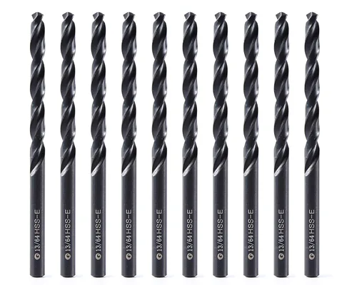 Brocas helicoidales HSS M35 de 13/64 pulgadas, acero de alta velocidad, paquete de 10, adecuadas para aceros, hierro fundido, acero inoxidable,