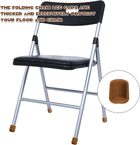 Miniatura 6 de Jetec 12 Pcs 1 Inch Folding Chair Leg Caps Heavy-Duty Plastic Chair End Caps Non-marring Furniture Glides Round Hardwood Floor Protectors (Brown,1in)