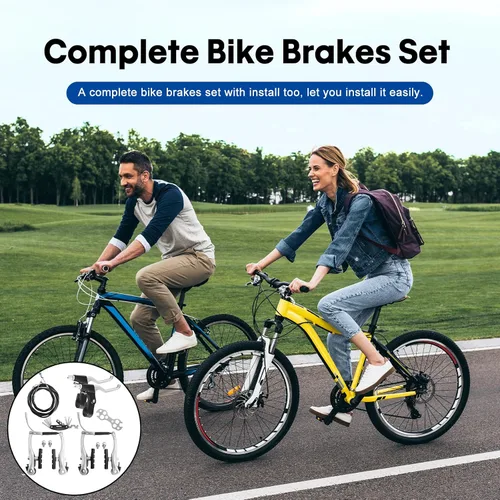 Miniatura 6 de Juego de frenos de bicicleta tipo V delanteros y traseros para bicicleta, palanca de freno MTB, kit de cables interiores y exteriores con llaves