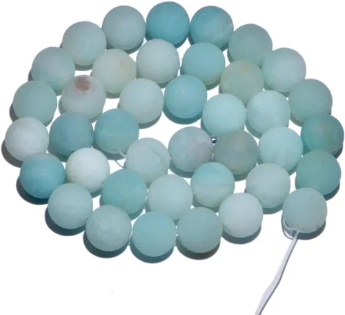 Miniatura 2 de AD Beads Hermosas cuentas sueltas redondas de piedras preciosas mate naturales de 0.157-0.472 in (0.315 in, 33 amazonita mate)