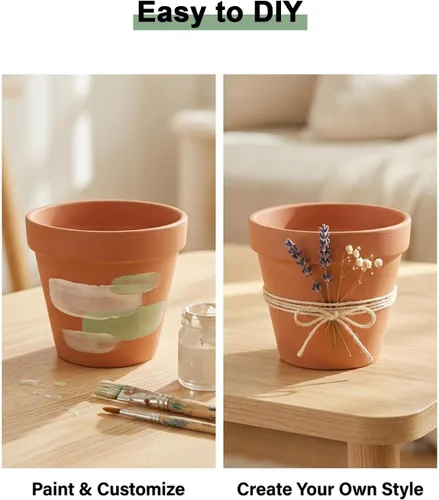 Miniatura 5 de Riseuvo Macetas de terracota de 3 pulgadas con platillo, paquete de 12 macetas de arcilla con drenaje, ideales para plantas, manualidades, recuerdos