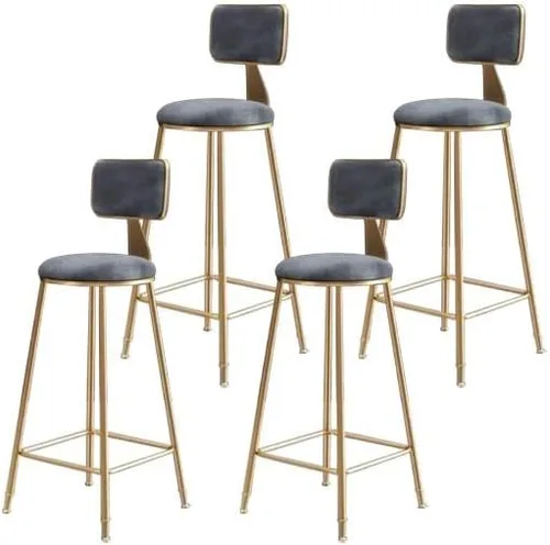 Miniatura 10 de Taburete moderno para mostrador, taburete sin brazos, taburete de hierro con cojín y pedal, 1 taburete corto (18 pulgadas de alto) azul