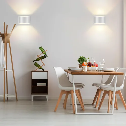 Miniatura 6 de Juego de dos apliques de pared Modernas luces LED de pared para interiores, luz de montaje en pared arriba y abajo, aluminio, cableado, regulable