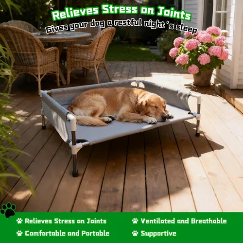 Miniatura 7 de Makerfire Cama elevada para perro, sofá cama elevada para perros medianos, cuna refrescante desmontable para interiores y exteriores, con patas