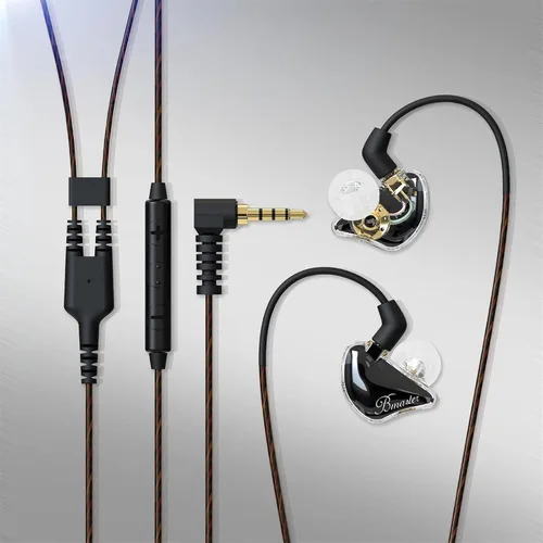 Miniatura 5 de BASN Bmaster - Auriculares triples con dos cables desmontables aptos para ingeniero de audio, músico (negro)