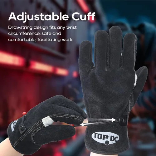 Miniatura 4 de TOPDC Guantes de trabajo de cuero para hombres o mujeres, guantes de cuero de piel de vaca para jardinería, soldadura TIG/MIG, motosierra, granja