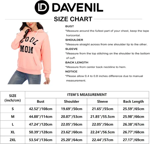 Miniatura 5 de Davenil Sudadera con capucha para mujer, cómoda, de forro polar, manga larga, con bolsillo, para mujer