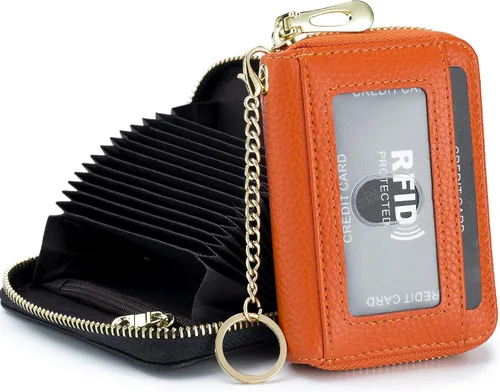 Miniatura 25 de imeetu - Tarjetero RFID, Estuche para Tarjetas de Negocios de Cuero Genuino, Cartera con Bloqueo RFID para Mujeres y Hombres