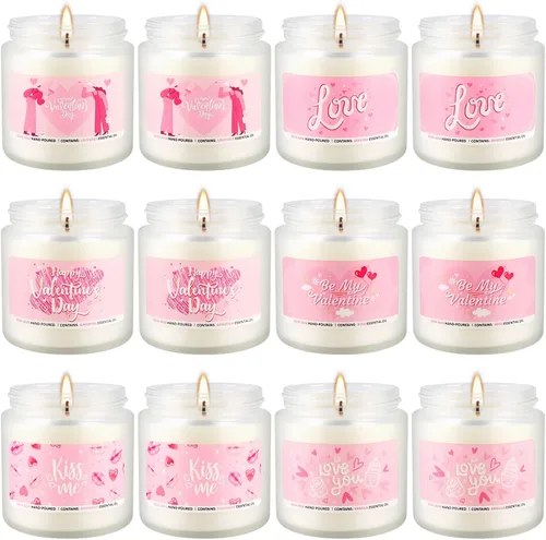 Miniatura 28 de Paquete de 12 velas perfumadas negras de regalo, velas de aromaterapia de cera de soja natural para el hogar, 12 fragancias, perfectas para aliviar