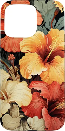 Miniatura 30 de Funda para iPhone 13 Pro Max con diseño tropical hawaiano amarillo rojo hibisco plumeria