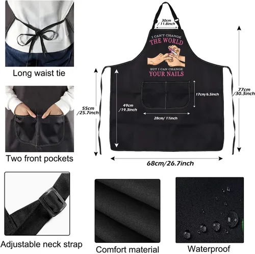 Miniatura 5 de PXTIDY Nail Tech - Delantal con bolsillos, delantal impermeable para salón de belleza
