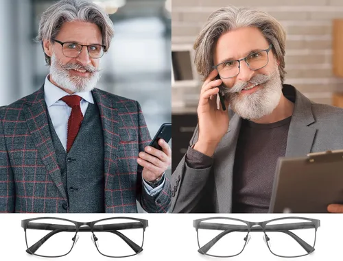 Miniatura 7 de HEEYYOK Gafas de lectura para hombre, 3.00, paquete de 3 lentes de lectura con bloqueo de luz azul, para lectura de metal, antifatiga ocular/migraña